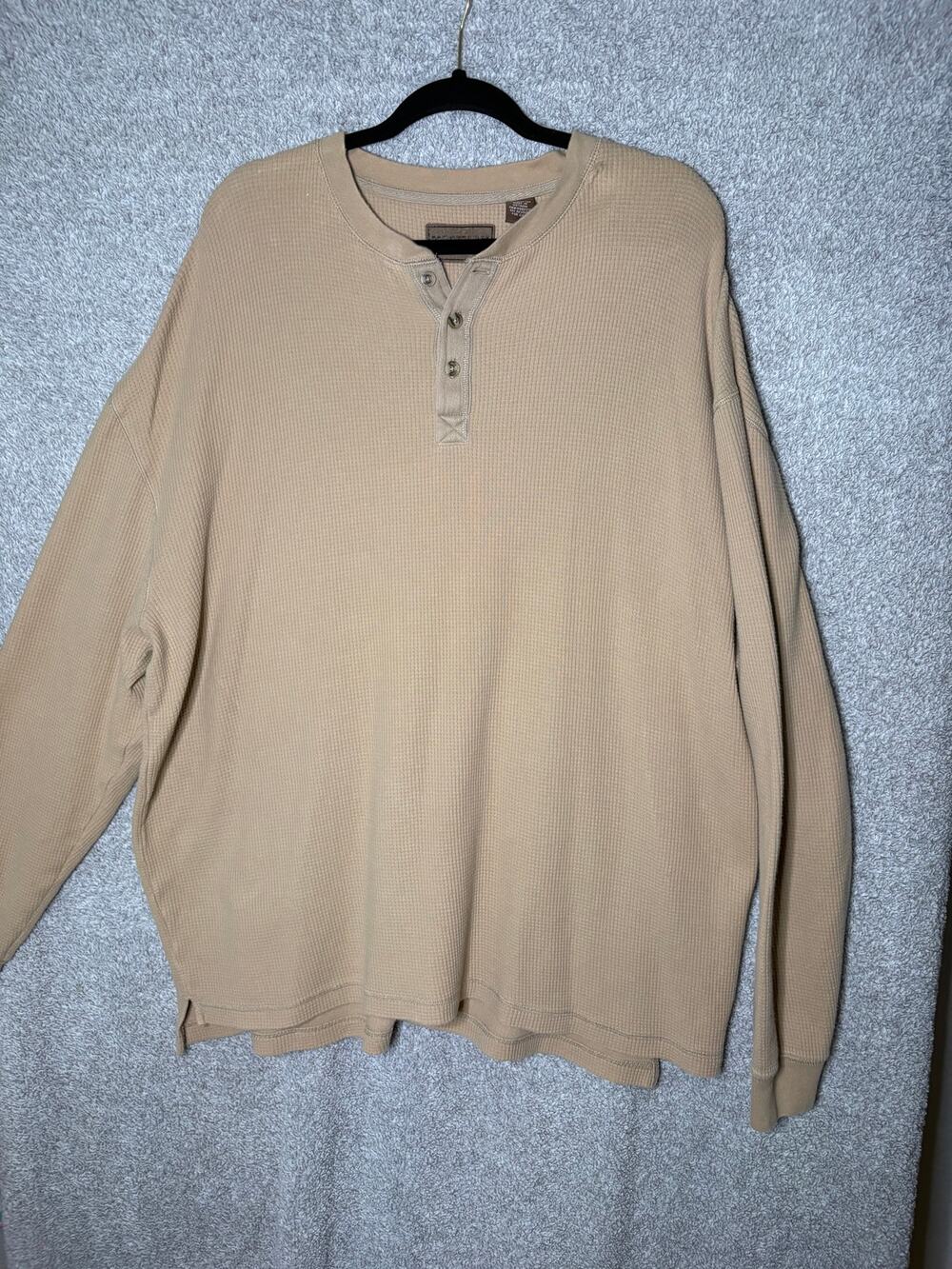 Magellan Mens 3XL Tan Cotton Waffle Knit Henley Thermal